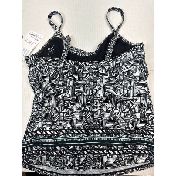 Athleta Laguna Twister Tankini Top Black White Geometric UPF 50 Size 36 B/C NWT - Picture 3 of 3